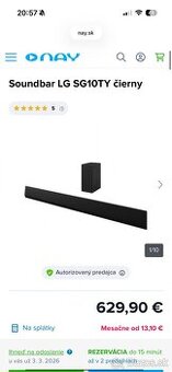 Soundbar LG SG10TY čierny
