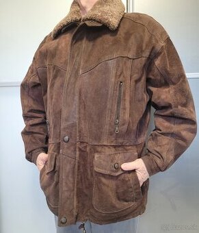 pánska zimná kožená bunda M/L - elegantná