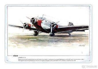 plechová cedule - Junkers Ju 52 (Československé aerolinie)
