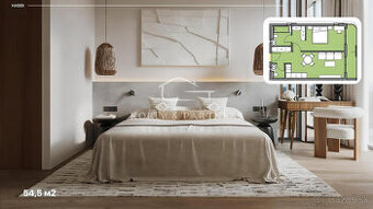 2 izbový apartmán s rozlohou od 54,6 do 55,57 m²