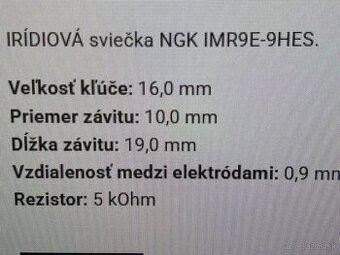 Sviečka NGK IMR9E-9HES Honda CB 1000 R rok 08-16
