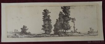Križan Ludovít -Pri ceste, litografia na papieri 15x38 cm