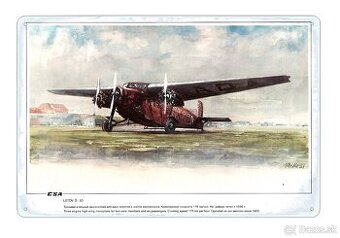plechová cedule - Letov Š-32 (Československé aerolinie)
