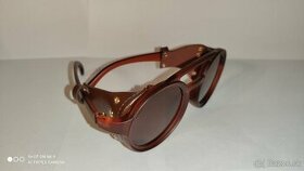 luxusne slnecne okuliare s koženymi bočnicami hnede - 1
