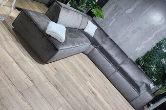 Moderná sivo-hnedá sedačka LOKI