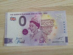 Nulová bankovka kráľovná Alžbeta II.