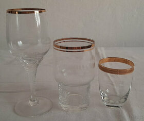 Staré sklenené poháre - 3 sady - 1