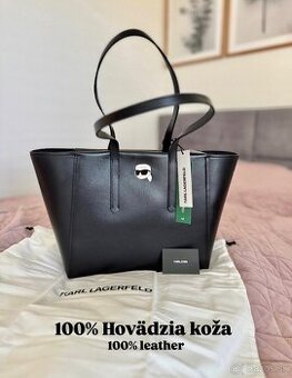 KABELKA KARL LAGERFELD K/IKONIK 2.0 LEATHER TOTE PIN BLACK