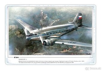 plechová cedule - Douglas DC-3 (Československé aerolinie)
