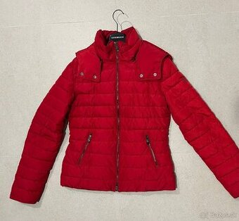 Armani bunda M červená s kapucňou / jar, jeseň , zima