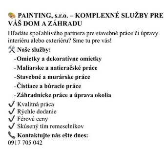 KOMPLEXNÉ SLUŽBY PRE VÁŠ DOM A ZÁHRADU