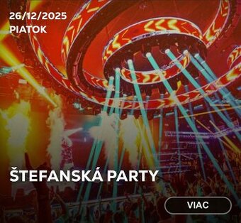 2 VIP vstupenky - Štefanská párty Ministry of fun