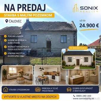 Na predaj stavba s malým pozemkom – Čalovec | Pokoj, príroda