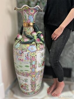 Veľká čínska porcelánová váza - 109 cm ručne maľovaná