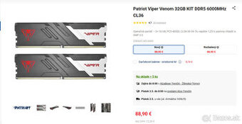 Patriot Viper Venom 32GB KIT DDR5 6000MHz CL36