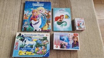 Frozen, jednorozec, puzzle a kniha