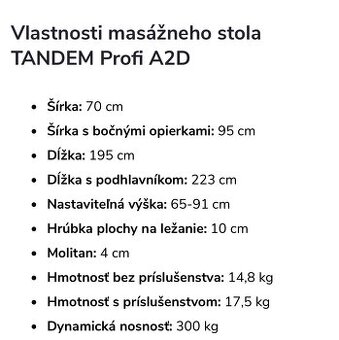 Masážny stôl Tandem Profi A2D