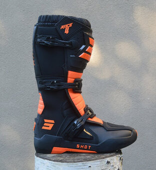 topánky MX ATV čižmy čierno oranžové fluo shot