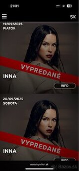 Predávam lístky na Innu, mám ich veľa a sú VIP.