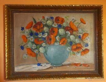 Olejomaľba na plátne-Divé maky.