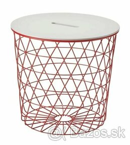 Červený stolík / kôš na bielizeň s úložným priestorom