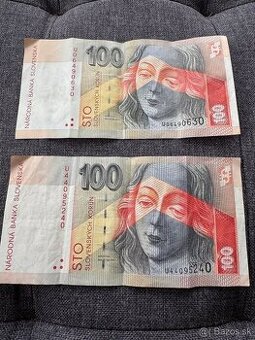100 Slovenských korún 2 ks Séria U z roku 2001 & 2004