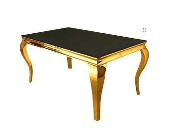 zlatý glamour stolík s čiernym tvrdeným sklom 180 PREMIUM
