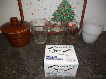 retro poháre čističe okuliarov keramická dóza šá s vrchnákom