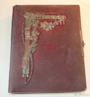 Starý secesný fotoalbum + kabinetky (46ks)