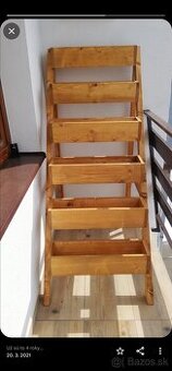 Stojan na kvety/truhliky +6x truhlik farba tmavo hneda gráti