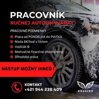 Pracovník ručnej autoumyvárky v Giraltovciach