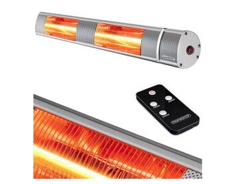Elektricky sálavý ohrievač - čierny a strieborný s ovládaním