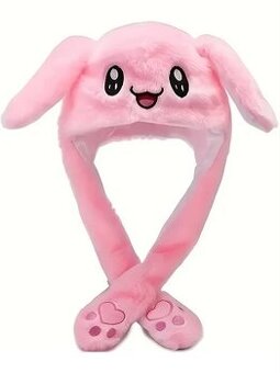 Plysova ciapka / zajacik s pohyblivymi usami - ruzova