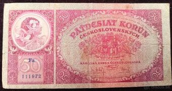 BANKOVKA PRVÁ REPUBLIKA: 50 Korún -1929 (Muchovka)
