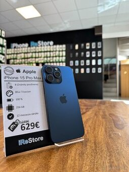 ZÁRUKA 1 ROK |  iPhone 15 Pro Max 256GB Blue Titanium