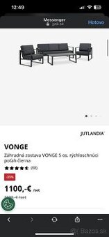 VONGE - Záhradná zostava VONGE 5 os. rýchloschnúci poťah čie