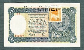 Staré bankovky Slovensko 100 sk 1940 KOLEK bezvadný stav