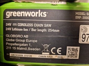 Retazova píla Greenworks nefunkčná