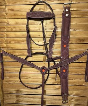 Westernový set hnědo/vínový - 1