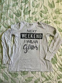 Dievcenske bodkovane tricko 11-12 rokov