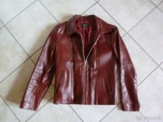 Dámska kožená bunda tmavočervená - 1