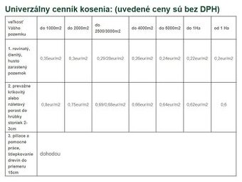 Kosenie pozemkov a štiepkovanie drevín