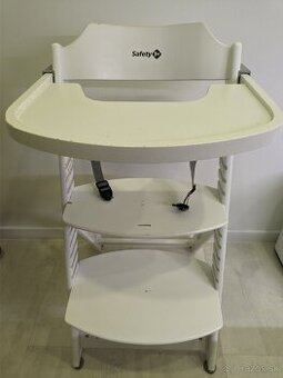 Detská jedálenská stolička Biela drevená