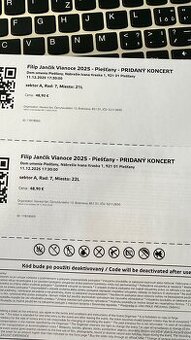 2 listky na koncert Filipa Jancika