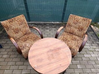 Kreslá Halabala typ C a stolík set