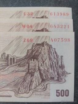 3x 500 Kčs 1973, stav N (UNC)