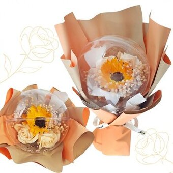 Mydlová slnečnica. Kytica v darčekovom balení