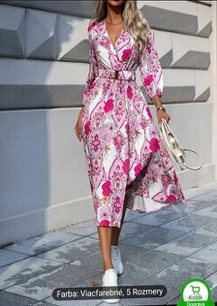 Dámske šaty nové bielo ružové XXL s opaskom