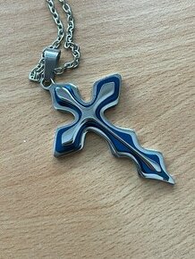 Náhrdelník - modrý kríž na krk