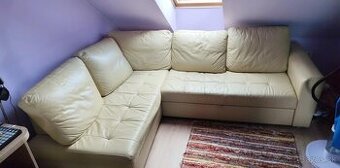 Kožený rozkladací gauč